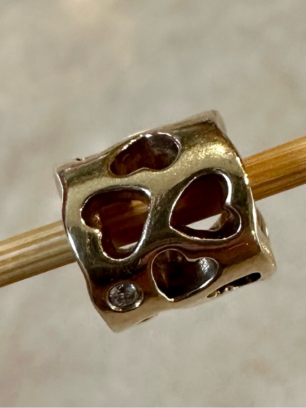 Pandora 14k solid Gold w with Diamonds Katie’s Diamond of Love charm - Picture 3 of 7